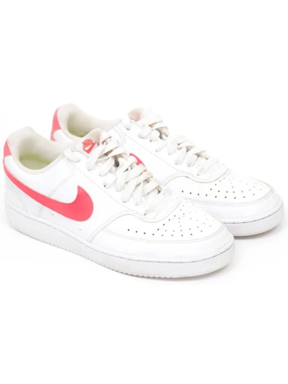Nike Court Vision Low Women's 9 White Sea Coral Leather Lace Up Sneakers Shoes